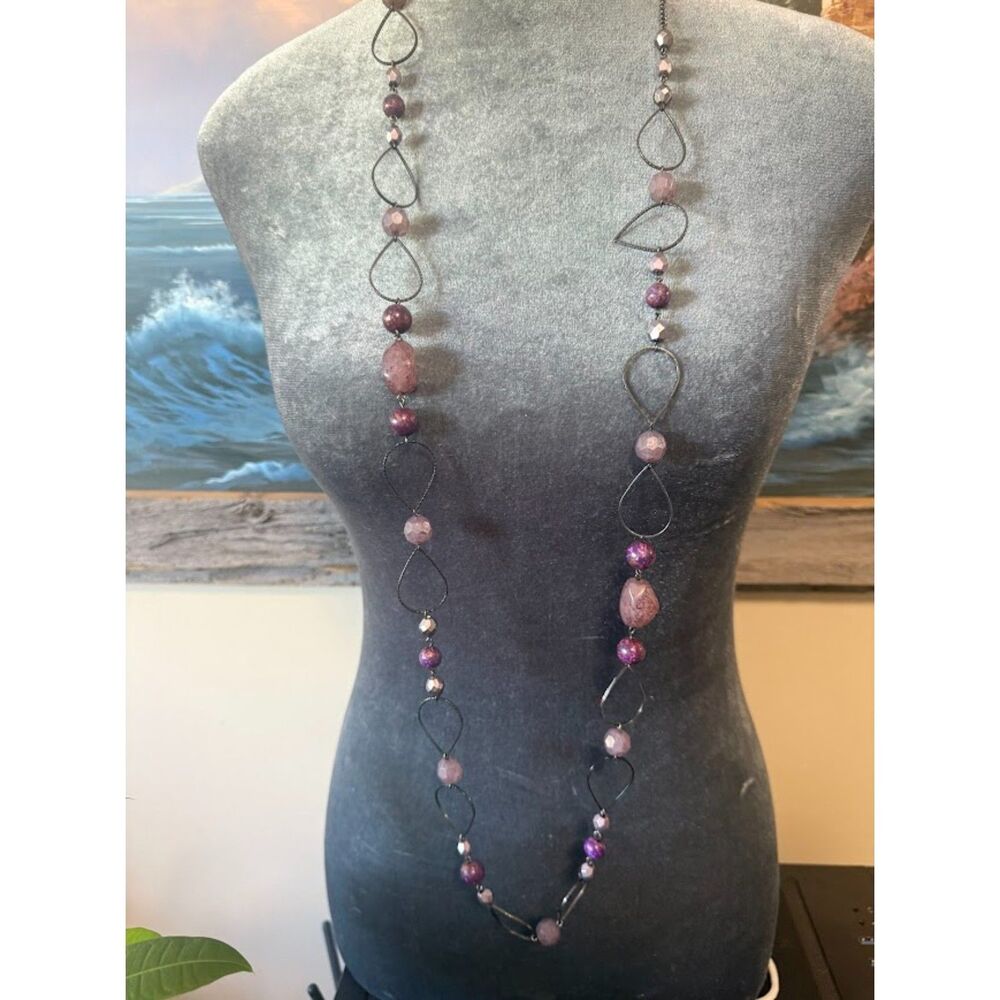 Premier Designs Rhapsody long beaded purple and pink beads